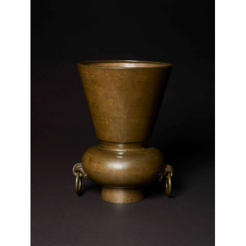 Bronze Flower Vase with Ring Handles, Japan, Edo Period